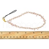 Natural Rose Quartz Chip & CCB Plastic Round Beaded Mobile Straps HJEW-FZ00001-3