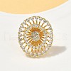 Brass Micro Pave Cubic Zirconia Adjustable Open Cuff Rings RJEW-V009-03G-2