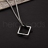 304 Stainless Steel Triangle & Rhombus Pendant Necklace with Box Chains JN1045A-2
