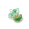 Brass Glass Flowers Pendants PALLOY-MZ00630-03-3