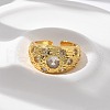 Brass Micro Pave Clear Cubic Zirconia Cuff Rings for Women RJEW-U041-12G-2