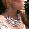 Tibetan Style Alloy Turkish Coin Tassel Chunky Bib Necklaces for Women FS-WG6DA7E-01-2