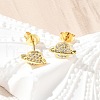 Brass Micro Pave Clear Cubic Zirconia Stud Earrings EJEW-A128-03G-1