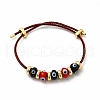 Lampwork Evil Eye & Brass Beaded Bangle BJEW-L679-04G-2