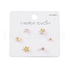 6 Pcs Brass Mirco Pave Clear Cubic Zirconia Ear Studs EJEW-S218-01G-09-1