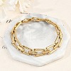 304 Stainless Steel Trapezoid Link Chain Bracelets for Women Men BJEW-F488-40G-3