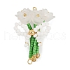 4Pcs 4 Colors Handmade Glass Beaded Flower with Bowknot Pendants PALLOY-MZ00753-2