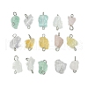 5Pcs 5 Styles Natural Fluorite & Rose Quartz & Quartz Crystal & Amethyst & Citrine Nuggets Connector Charms PALLOY-JF02761-S-1