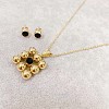 304 Stainless Steel Rhinestone Stud Earrings & Pendant Necklaces Sets FS-WG95951-03-1