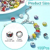 100Pcs 10 Colors Polymer Clay Rhinestone European Large Hole Beads with Silver Color Plated Brass Cores FIND-YW0004-88-2