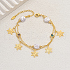 Elegant Brass & Imitation Pearl Flower Pendant Anklets for Women Daily Vacation Holiday Wear PP8561-3
