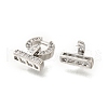 Rack Plating Brass Micro Pave Clear Cubic Zirconia Fold Over Clasps KK-V008-23P-2