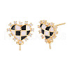Brass Micro Pave Clear Cubic Zirconia Stud Earring Findings KK-S364-067-2