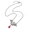 Alloy Bat and Glass Pendants Necklaces NJEW-TA00141-4