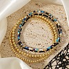 4Pcs 4 Styles Glass Seed Cylinder Beads Stretch Bracelet & Brass Round Beads Stretch Bracelet Set BP7471-7-1