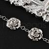 304 Stainless Steel Flower Link Chain Bracelets for Women BJEW-A033-03P-3