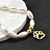 304 Stainless Steel Paw Print Charm Bracelets for Women BJEW-C098-12G-3