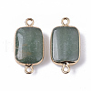 Edge Golden Plated Natural Green Aventurine Links connectors G-S359-034G-2