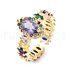 Mother's Day Rings Horse Eye Colorful Cubic Zirconia Open Cuff Ring RJEW-U003-24-2