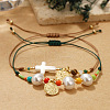 2Pcs Flat Round Brass Charms Bracelets XA8445-3-1