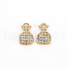 Brass Micro Pave Clear Cubic Zirconia Charms KK-S356-465-NF-1