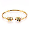 Brass Micro Pave Cubic Zirconia Cuff Bangles BJEW-T018-06G-NF-1