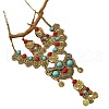 Flat Round Tassel Alloy & Synthetic Turquoise Pendant Necklaces & Dangle Earrings Sets FS-WG5CFCA-01-3