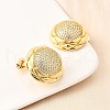 Brass Clear Cubic Zirconia Flat Round Stud Earrings EJEW-C147-06G-3