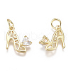 Brass Micro Pave Cubic Zirconia Stilettos Charms ZIRC-F111-13G-2