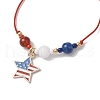 3Pcs 3 Colors Independence Day Natural Carnelian & White Jade & Dyed Yellow Jade Round Beads Braided Bracelets BJEW-MZ00178-4