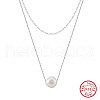 Mother's Day Jewellery Round Natural Freshwater Pearl Pendant Necklaces NJEW-G153-03P-1