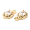 Brass and Clear Cubic Zirconia Pendants ZIRC-Q202-12G-2