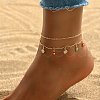 Brass Beach Daisy Flower Tassel Double Layer Anklets for Women's Vacation Date Gift AN0385-1-1