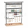 Iron Jewelry Display Stand with Wood Tray AJEW-Z032-01A-1