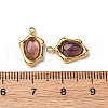 304 Stainless Steel Pave Natural Amethyst Irregular Oval Charms STAS-L022-525G-03-3
