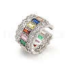Brass Micro Pave Colourful Cubic Zirconia Open Cuff Rings RJEW-G309-44P-1