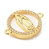 Rack Plating Brass Micro Pave Clear Cubic Zirconia Religion Connector Charms KK-L220-003G-01-2