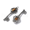 Key Brass Natural Tiger Eye Big Pendants KK-D361-01AS-18-2