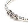 Round Synthetic Hematite Braided Bead Bracelet with Cubic Zirconia BJEW-JB07860-02-3