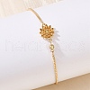 Brass Micro Pave Cubic Zirconia Birthday Flower Link Bracelets BJEW-U031-01G-11-2