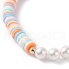 Heart & Polymer Clay Heishi Beads Stretch Bracelets Set BJEW-TA00044-18