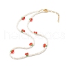 Round Shell Pearl Cherry Beaded Necklaces X1-NJEW-TA00001-1