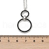 304 Stainless Steel Jet Rhinestone Double Rings Pendant Necklaces NJEW-V001-04P-5