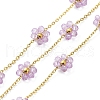 Glass & Stainless Steel Beaded Flower Link Chains CHS-C008-01G-1