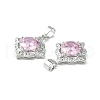 Brass Micro Pave Pink Cubic Zirconia Pendants KK-L208-02P-3