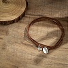 Flat Round & Oval Alloy Pendant Suede Cord Multi-Layer Choker Necklaces for Women FS-WG2F217-02-1