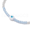 Brass Round Beads Braided Bead Bracelets for Women BJEW-JB11718-5