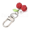 Polymer Clay Rhinestone Cherry Pendant Decorations HJEW-JM03268-01-4
