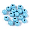 Spray Painted Round Natural Schima Wood Beads WOOD-A018-6mm-09-1