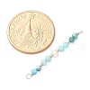 Faceted Round Natural Amazonite & Apatite & Potato Natural Cultured Freshwater Pearl Beaded Connector Charms PALLOY-JF03532-05-4